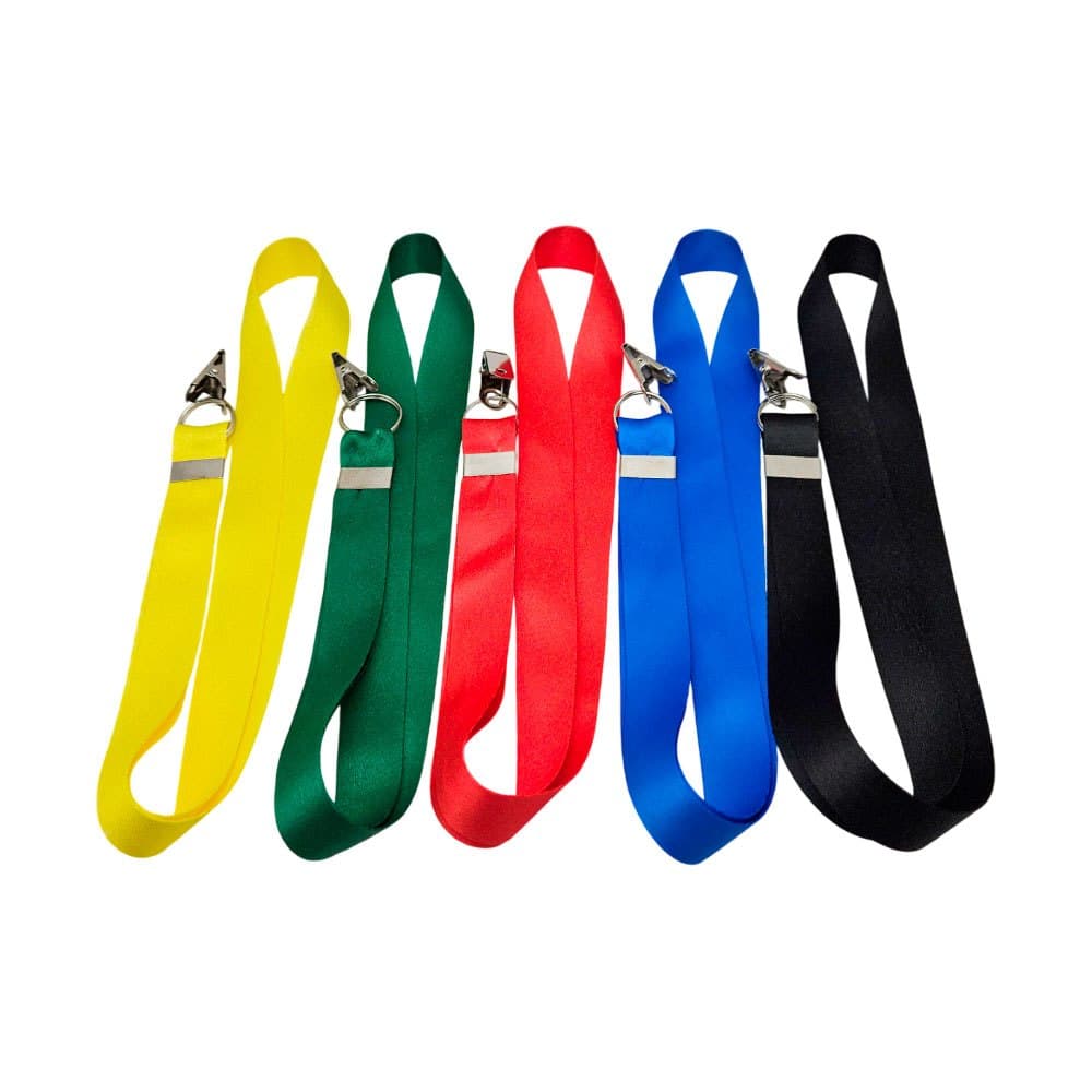 100 Cordões para Crachá Com Jacaré - 20mm - Diversas Cores