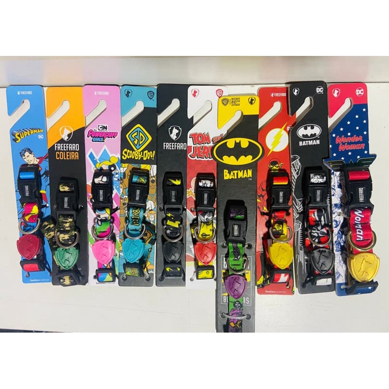 Coleiras para Cachorros FreeFaro P Flash Scooby Batman Coringa Mulher Maravilha Tom e Jerry