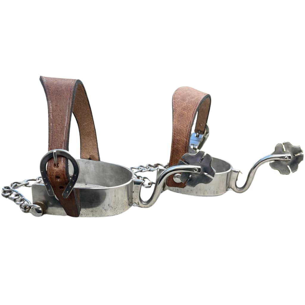 Kit Par de Esporas Trevo Aço Inox E Par Correias Luxo Couro Legítimo Pronta-Entrega Oferta Da Fábrica