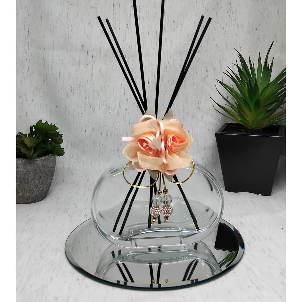 kit Aromatizador Difusor de ambiente e bandeja De Vidro Master Enfeite Decorativo ambiente pia lavabo banheiro