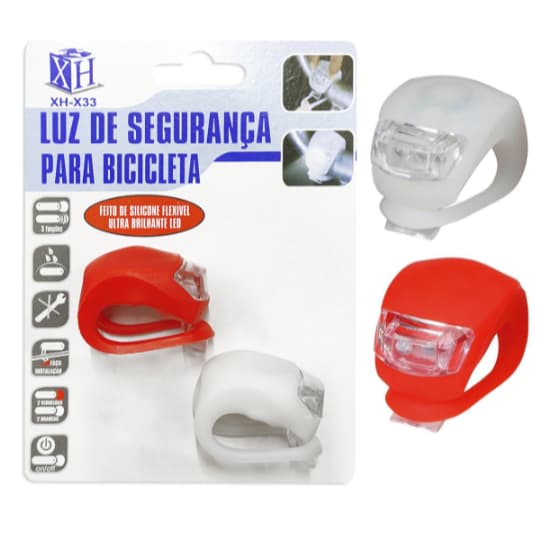 Kit 2 lanterna bike led de segurança bicicleta dianteira e traseira vermelha e branca
