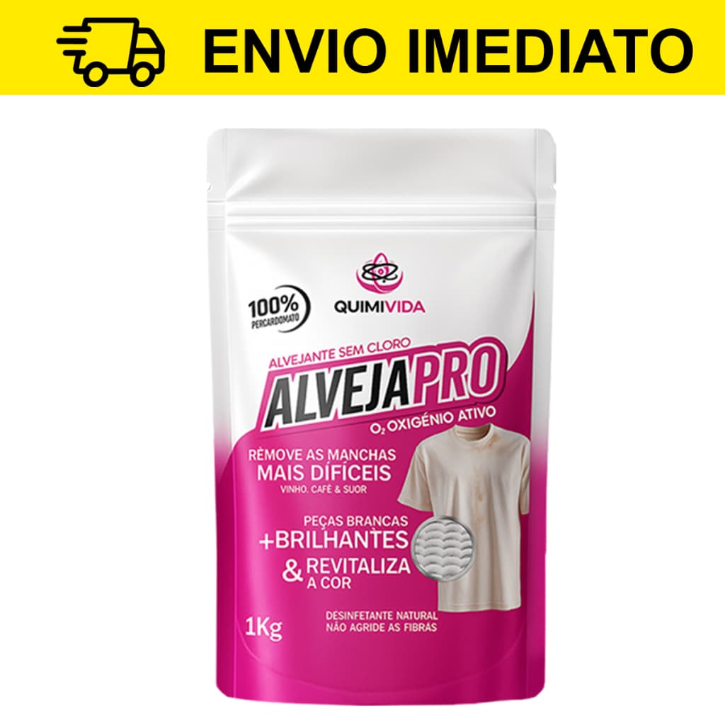Alvejante removedor de manchas e amarelados de roupas 100% puro 1kg