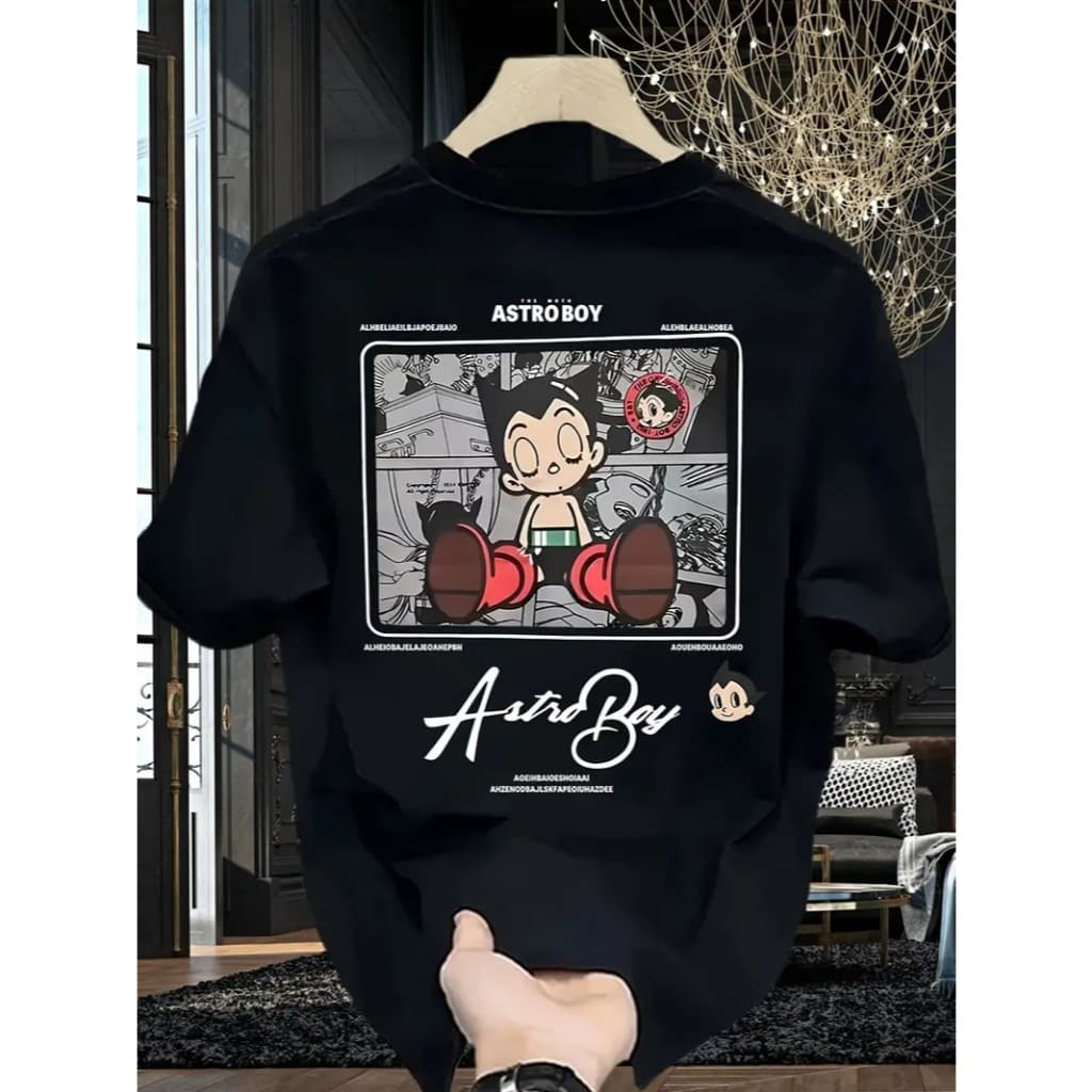 Camiseta 100% Algodão Adulto, Infantil e Plus Size Astro Boy Manga Cartoon Moda Premium