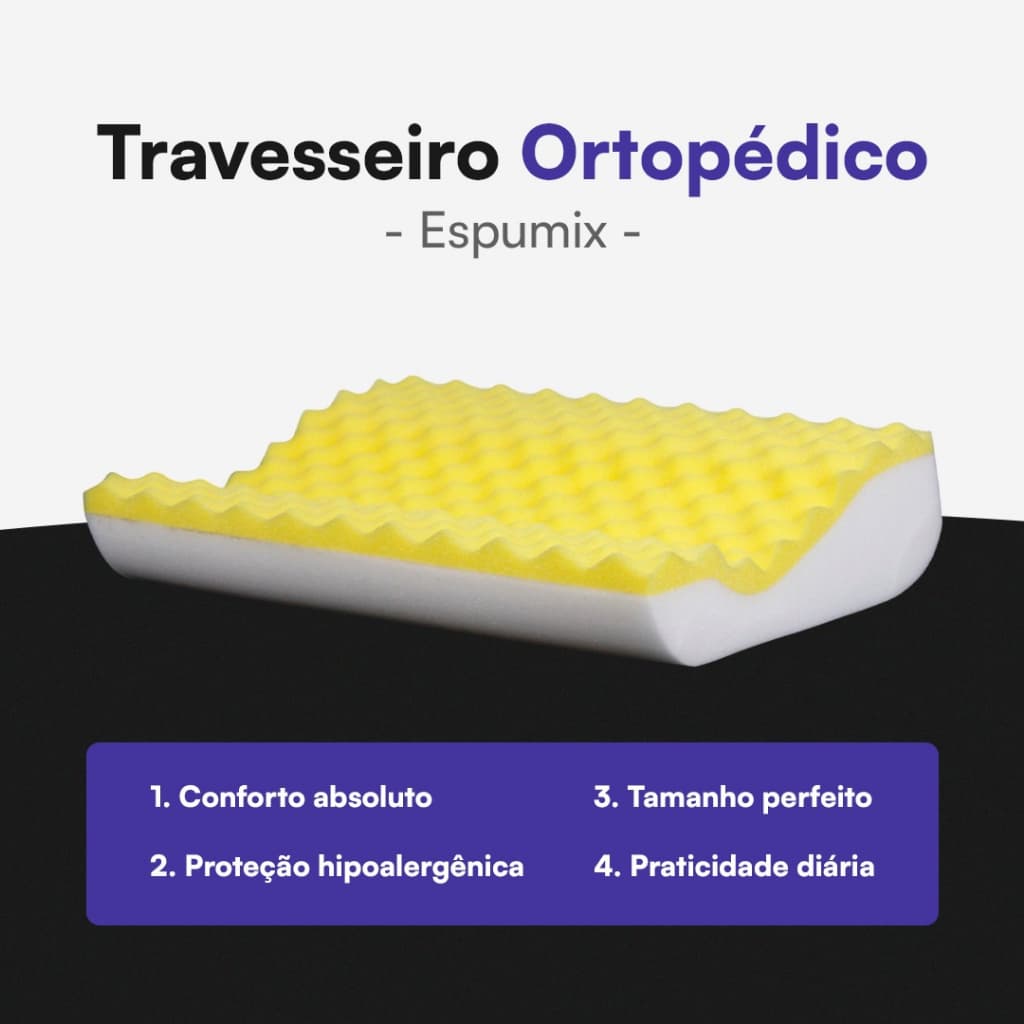 Travesseiro Ortopédico Cervical Coluna Com Capa 55x42x13