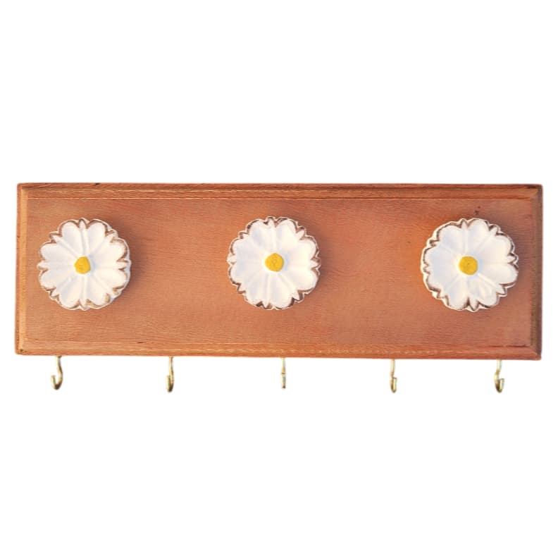 Chaveiro Porta Chave Organizador Parede Rústico Artesanato Flor Madeira