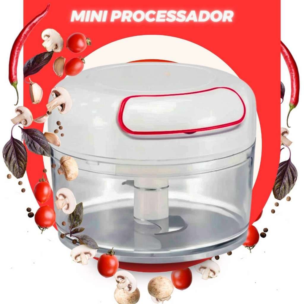 Mini Processador Manual de Alimentos Triturador 2 Lâminas Multifuncional Alho Legumes Unidade