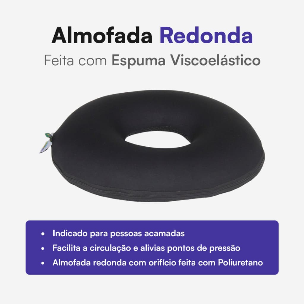 Assento Almofada Redonda Pós Parto Hemorroida Escara Cóccix 24h