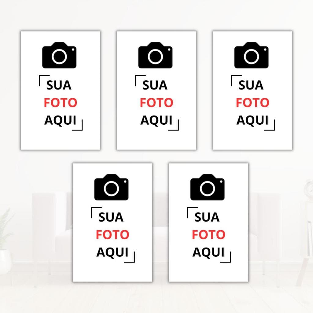 Kit 5 Quadrinhos Quadro personalizado com sua foto Premium presente sala quarto Família