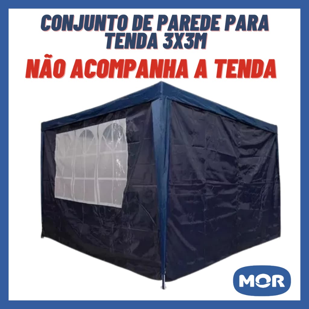 Conjunto De 2 Paredes Oxford para Gazebo Tenda 3 X 3 Metros Azul - Mor (NÃO ACOMPANHA A TENDA)