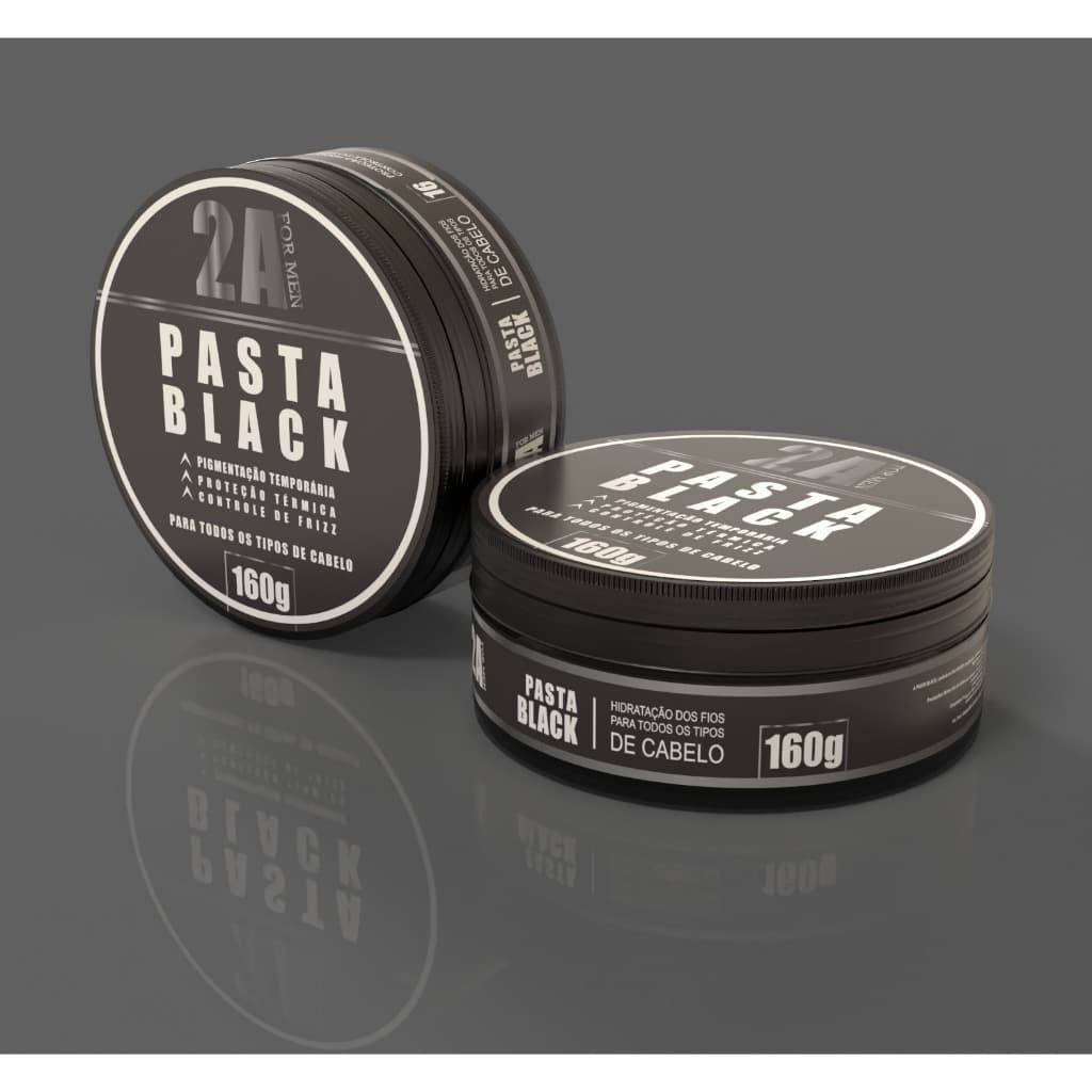 Pasta black 2a For men 160g Pigmentação temporária + controle de frizz + proteção térmica