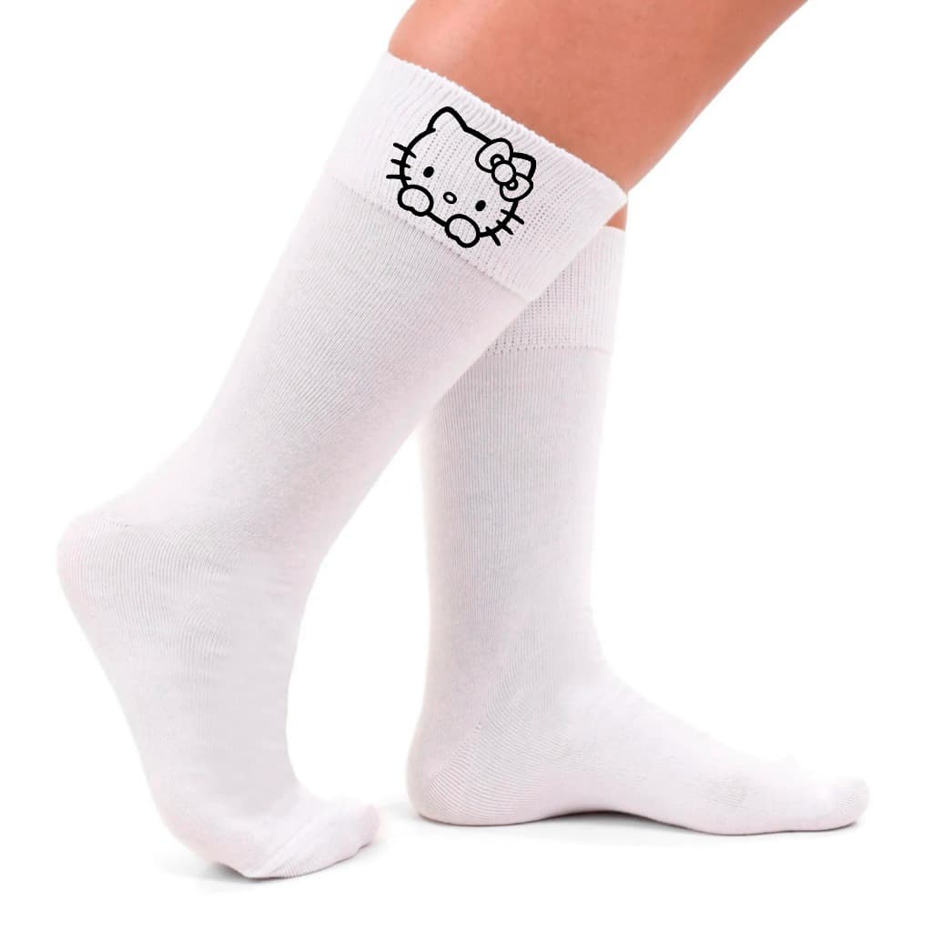 Meia Hello Kitty Cano Médio Estampa Bonito Sanrio Fofas Cute Par Anime Y2k Kuromi Melody Kpop Gatinho