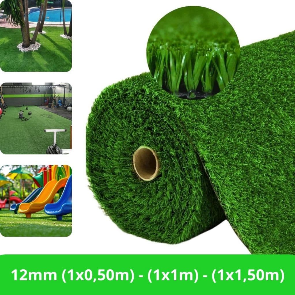 Grama Sintética 12mm Premium Jardim Pet Varanda Verde (1x0,50m) (1x1m) (1x1,50m) Externo UV Atoxica