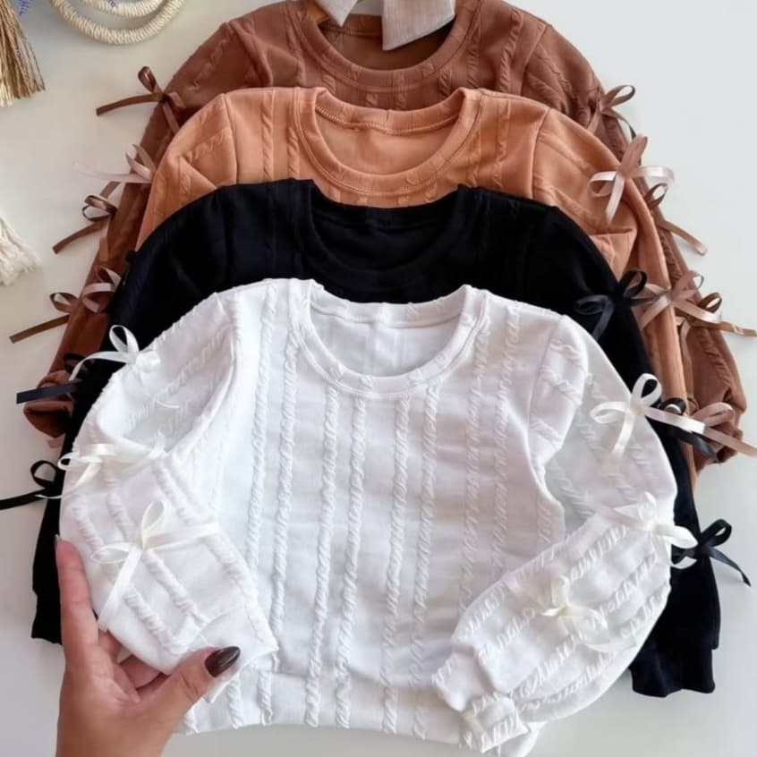 Blusa Manga Longa Luxo Infantil Para Meninas Tendência