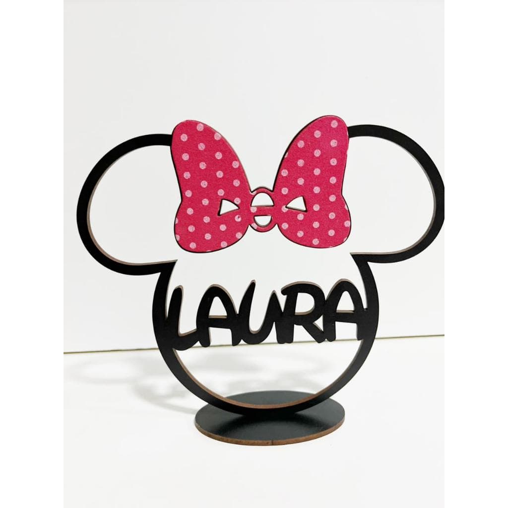 Centro de Mesa Minnie Tradicional Bolinha Personalizado Aniversário Tema Minnie Tradicional