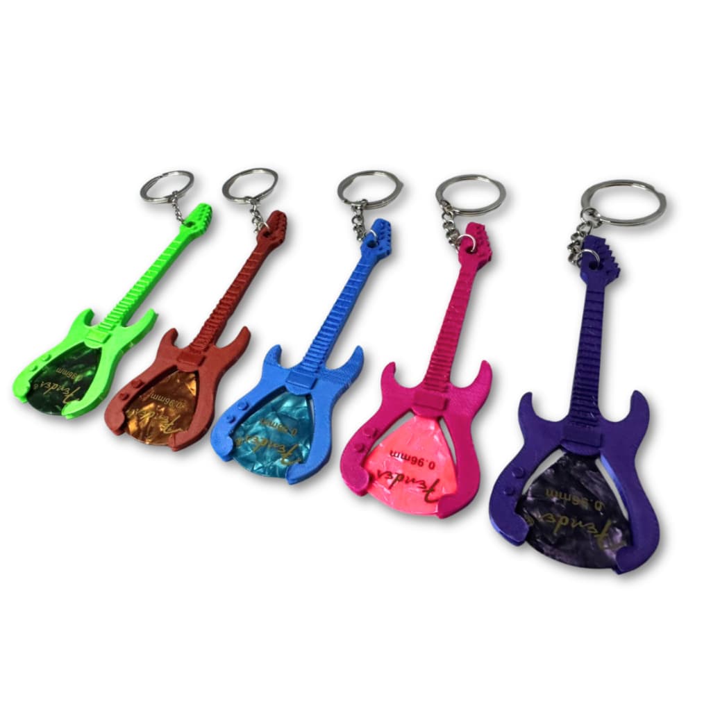 Chaveiro Porta Palheta Guitarra + Palheta  0.96mm | Cores Metálicas | Presente Músico