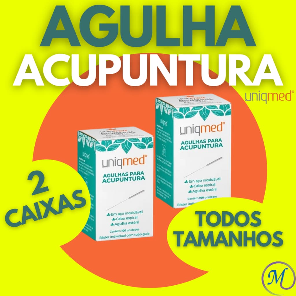 Agulhas Acupuntura Uniqmed - 200 unidades (2 CXS) 0,18X8- 0,20X15- 0,25X25- 0,25X30- 0,25X40- 0,25X50- 0,30X75