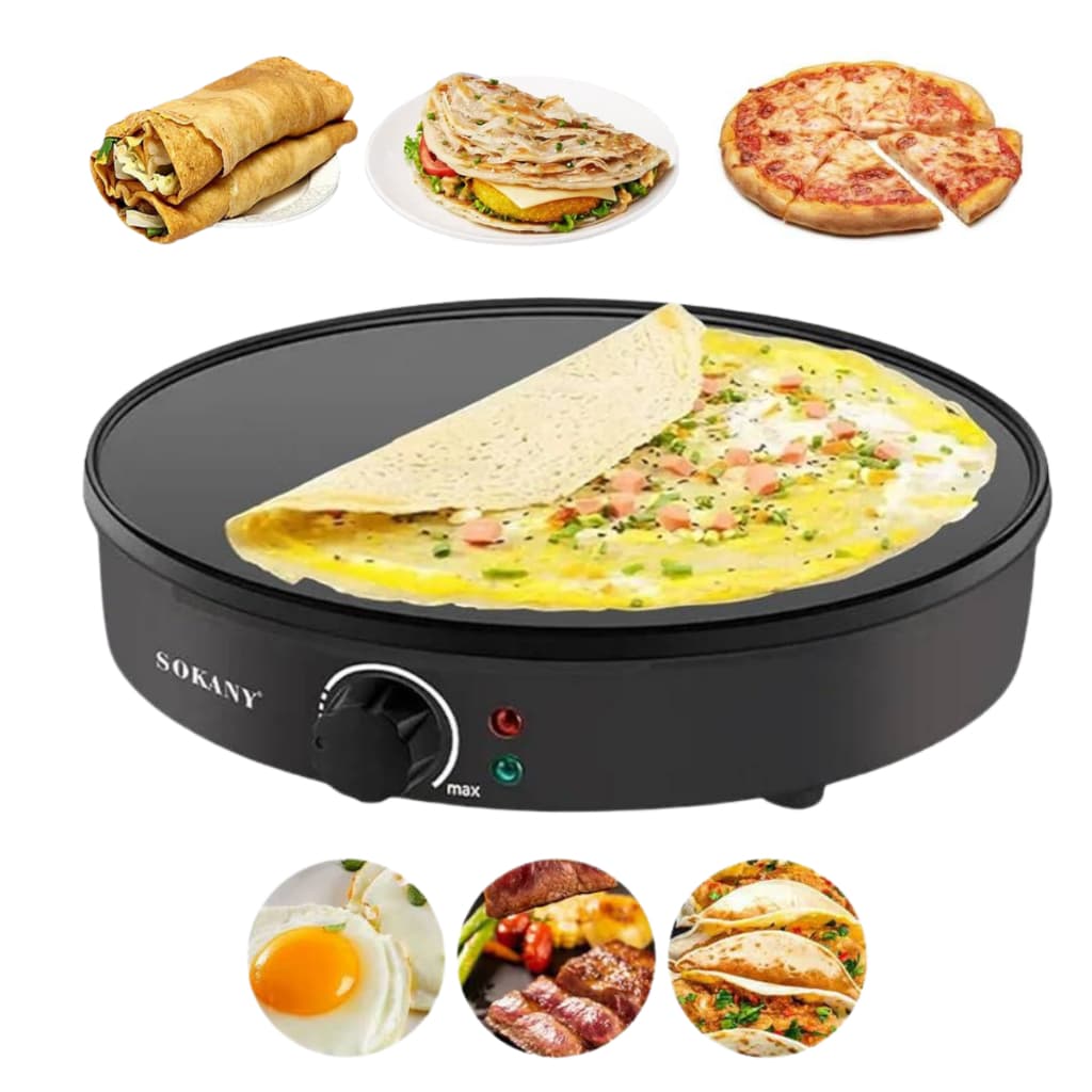 Máquina Elétrica Antiaderente 30cm Crepes, Tapioca, Panquecas, Pizzas e Tacos Voltagem 110V