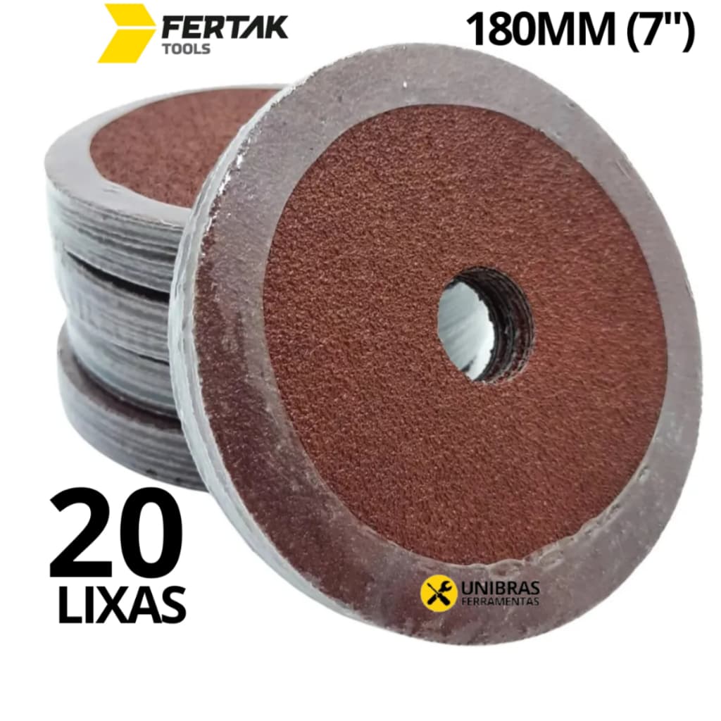 20x Disco De Lixa 7" 180mm Para Esmerilhadeira Lixadeira Ferro Madeira Metal - Escolher Gramatura