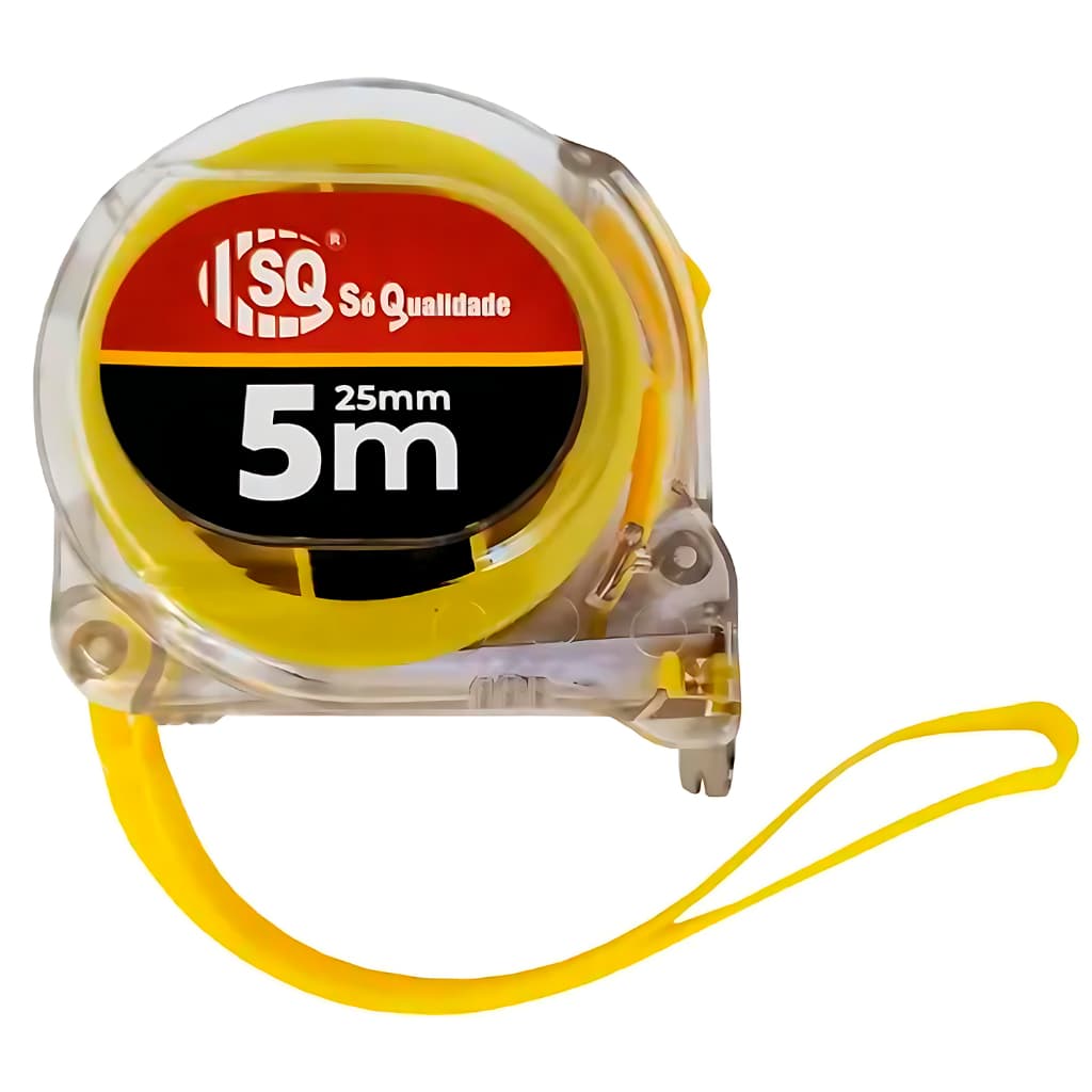 Trena 5m x 25mm com Trava Só Qualidade Corpo em Plástico Resistente, Medição Precisa,  Alta durabilidade