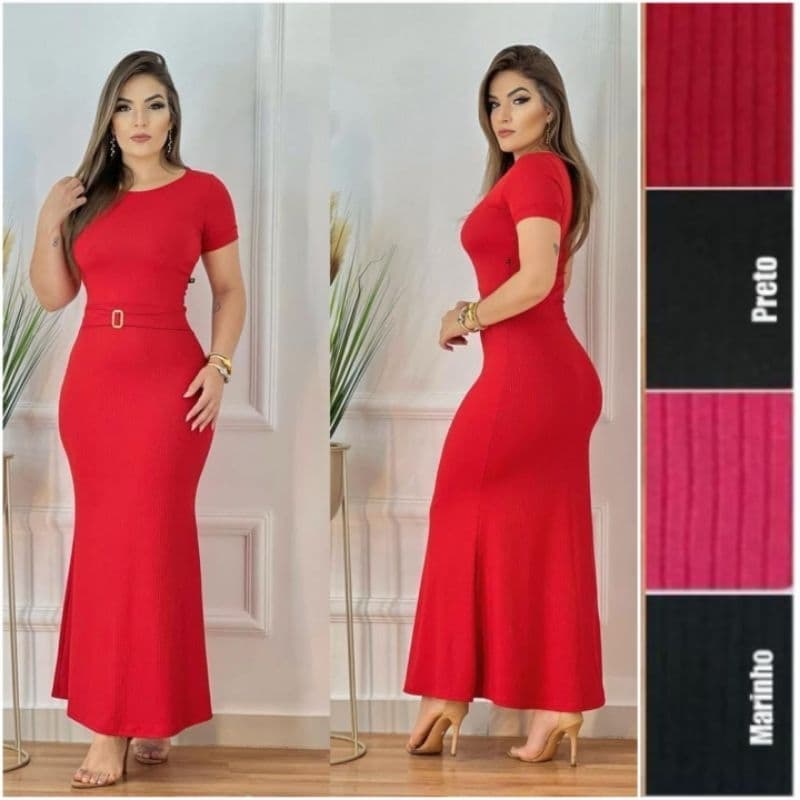Vestido evangelico longo com cinto moda feminina evangélica