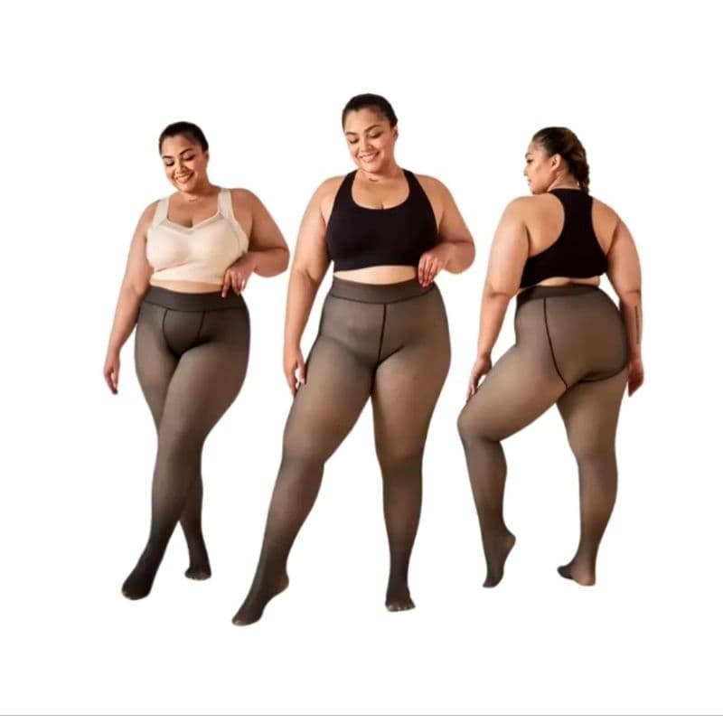 Meia-Calça Térmica Peluciada Efeito Transparente – Modeladora, Super Quente para Inverno, Slim 36-42 e Plus Size 44-52