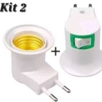 Kit Com 2 Unidades Soquetes Bocal Lâmpada Tomada com Chave  Liga e Desliga Soquetes E27