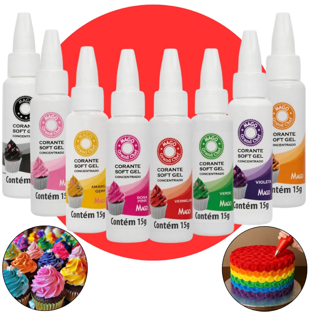 Kit 10 Unidades Corante Alimentício Mago Soft Gel 15g Super concentrado