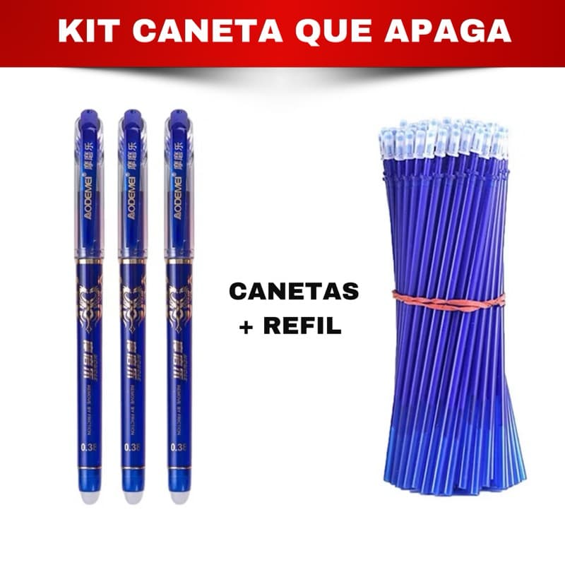 Kit 1/2/3 Canetas de marcar tecido que apaga com calor + Refil Recarga caneta mágica apagável