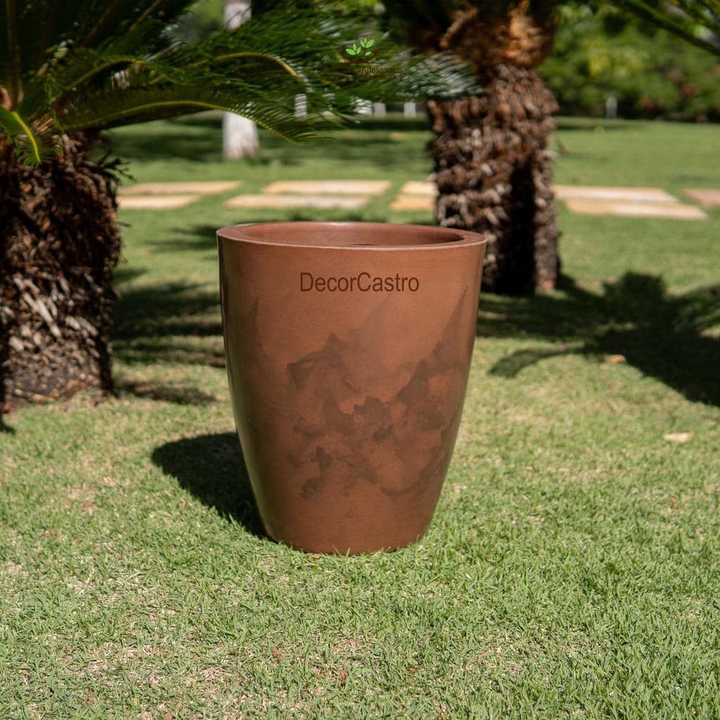 Vaso para Plantas Coluna Lisa Marmorizada M em Polietileno Decorativo Jardim Moderno