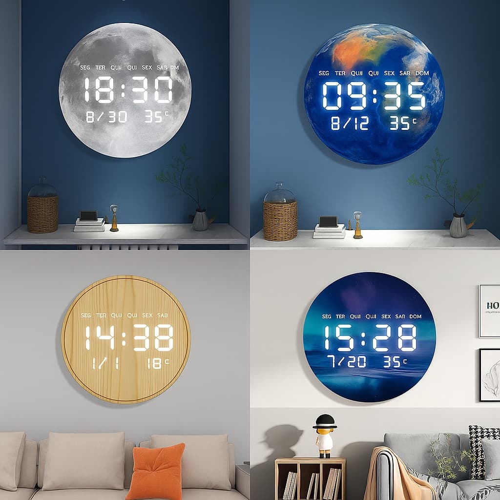 Relógio Digital 3D Decorativo: Universo na Sua Parede com Estilo e Tecnologia! Transforme Seu Espaço com um Relógio 3D