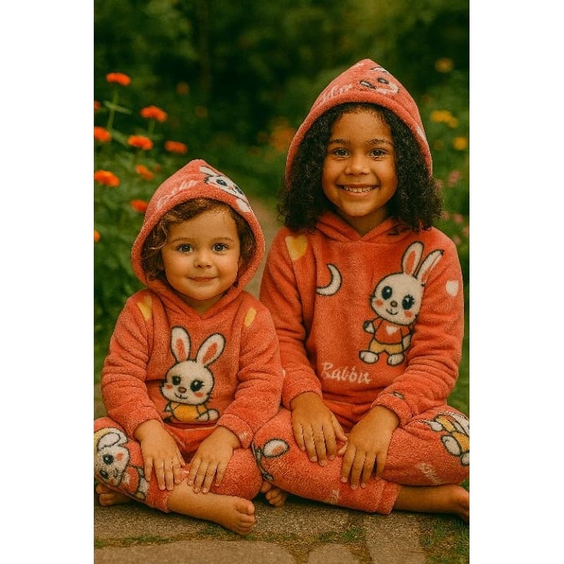 Conjunto Infantil FEMININO Inverno | Roupa de Frio MENINA | Peluciado  Flanelado, Com Capuz