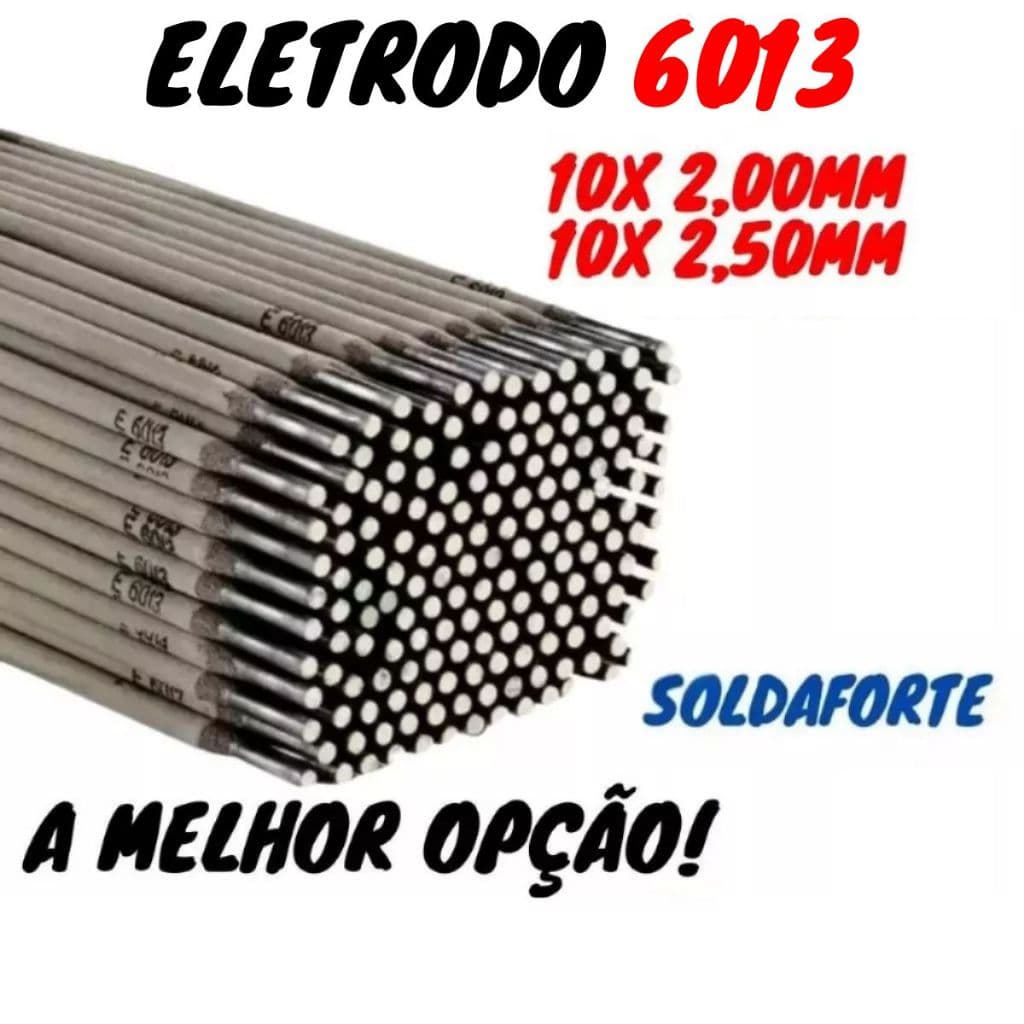 10 Eletrodos 6013 de 2,00mm + 10 Eletrodos 6013 de 2,50mm Serralheiro - Soldaforte