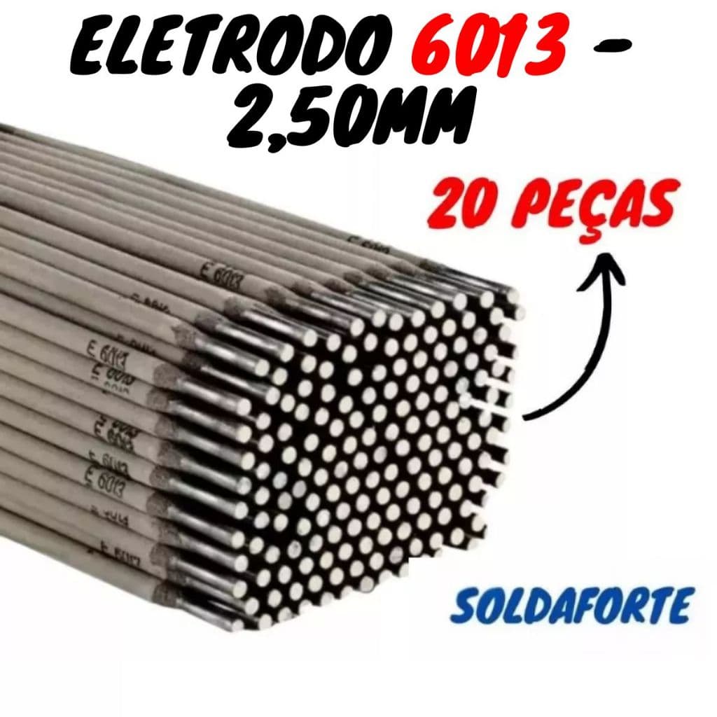 20 Eletrodos 6013 de 2,50mm Serralheiro (Cinza) - Soldaforte