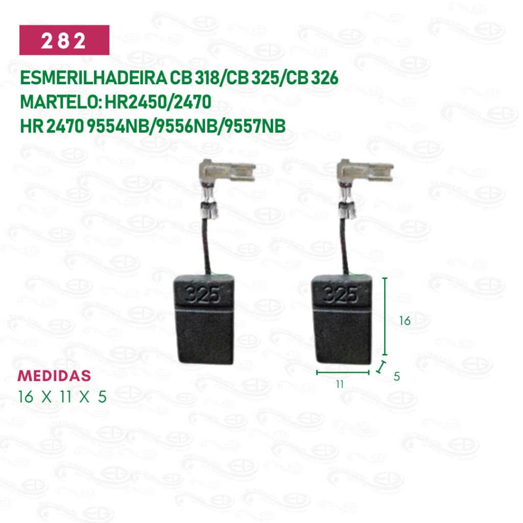 Escovas de carvão para esmerilhadeira CB 318/CB 325/CB 326 HR 2470 9554NB/9556NB/9557NB