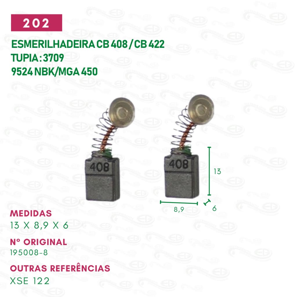 Escovas de carvão para esmerilhadeira CB 408-422-9524 NBK/MGA 450 cod.202