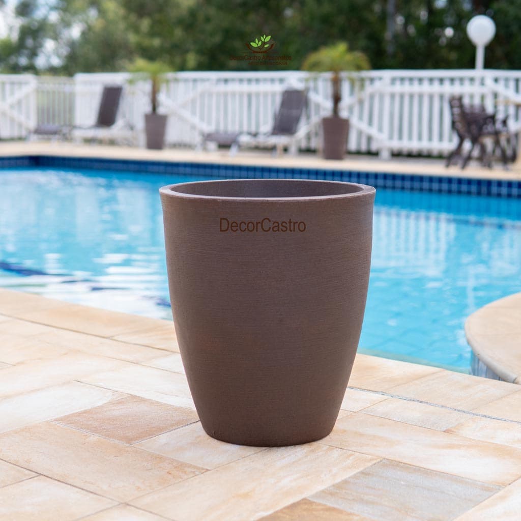 Vaso para Plantas Coluna Texturizada Jateada M em Polietileno Decorativo Jardim Moderno