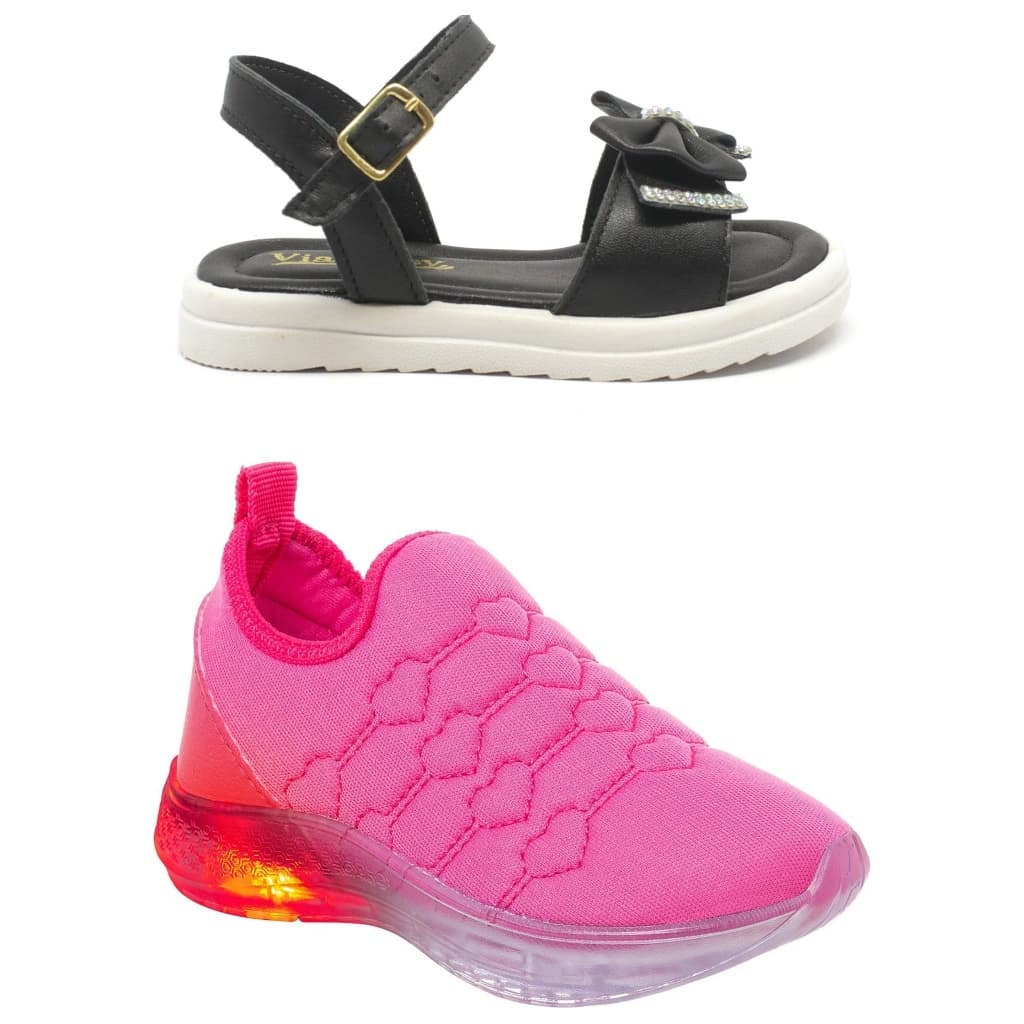 Kit 2 Pares Tenis infantil + Sandalia Infantil Meninas LInha Premiun