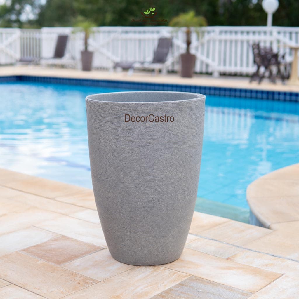 Vaso para Plantas Coluna Texturizada Jateada G em Polietileno Decorativo Jardim Moderno