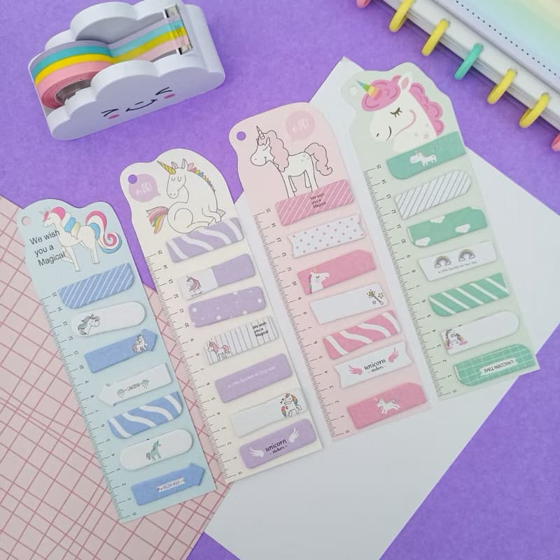 Marcador de página Unicórnio autocolante bloco de notas post it memo pad papelaria criativa fofa kawaii