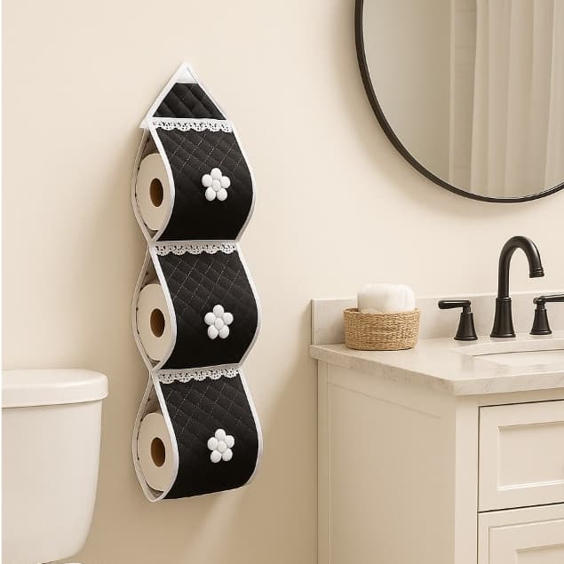 Porta Papel Higiênico Charme Matelado Ultrassônico e Aviamentos - Capacidade para 3 Rolos