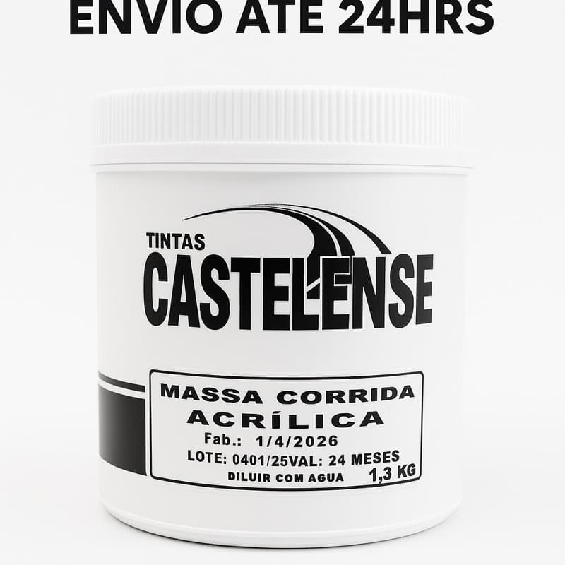Massa Corrida Acrílica Externa e Interna 1,3kg Tintas Castelense - Alta Aderência e Fácil Aplicação