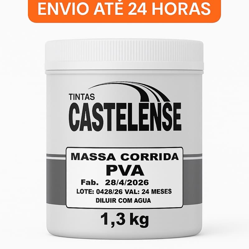 Massa Corrida PVA 1,3kg Tintas Castelense | Acabamento Interno | Pronta para Uso