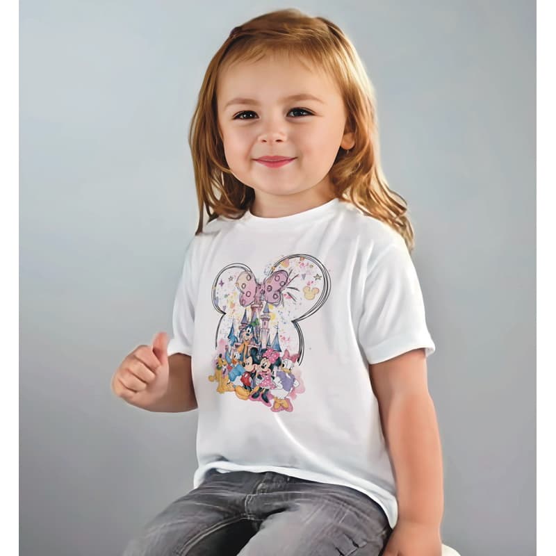 Camiseta Infantil Branca Disney Aquarela menina 100% algodão