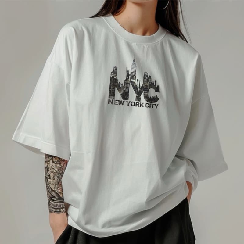 Camiseta Oversized Branca New York City unissex 100% algodão qualidade premium