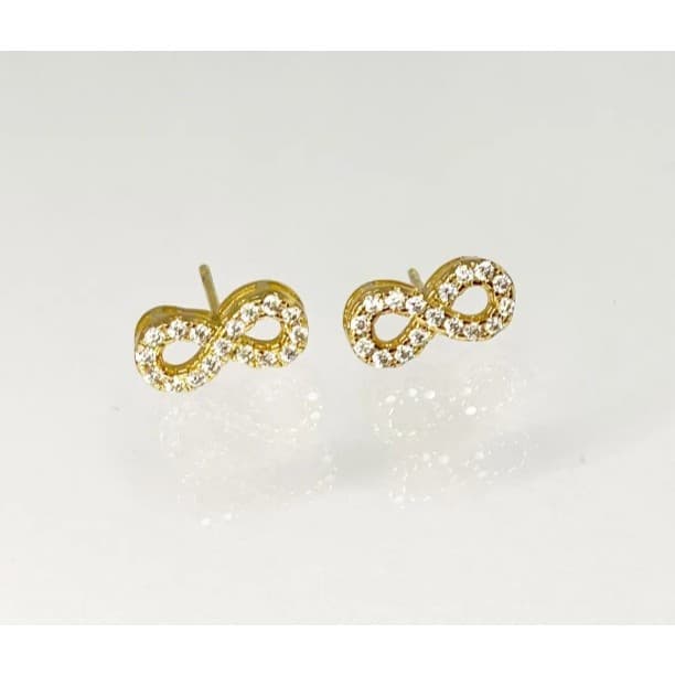 Brinco Feminino Símbolo Infinito Ouro com Zircônias - Banhado e Antialérgico