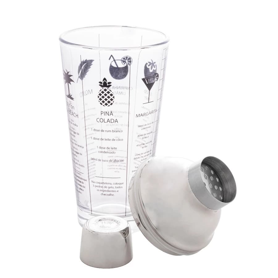 Coqueteleira de Vidro com Tampa Aço Inox Coimbra 420ml- Lyor