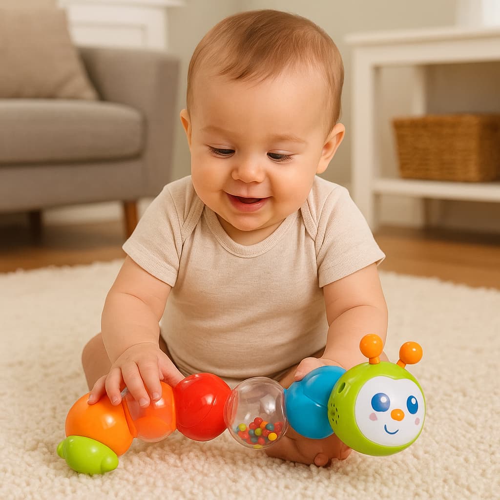 Brinquedo Infantil Chocalho Bicho Lagartinha com Som e Luz - Zoop Toys