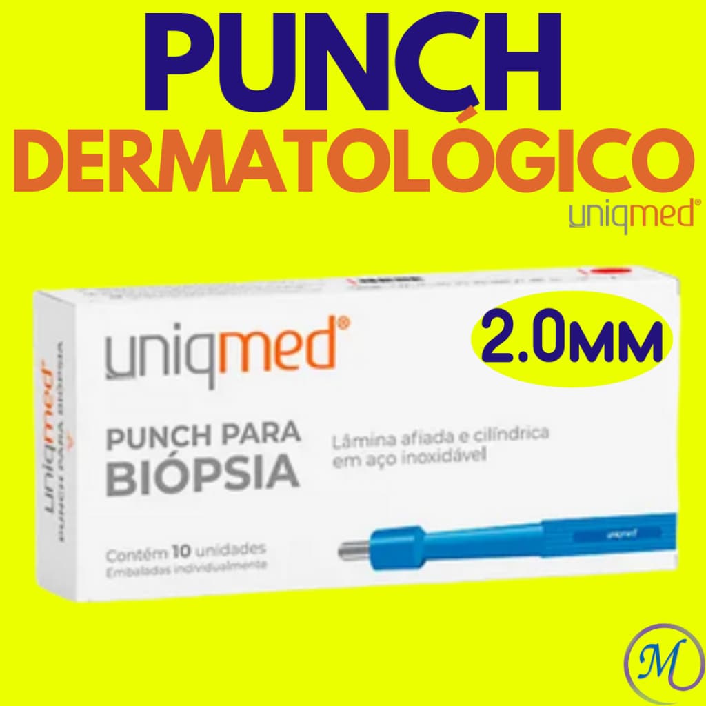 Punch Dermatológico 2.0mm Estéril CX c/ 10un. Uniqmed - Punch para Biópsia / Punch para Microdermal