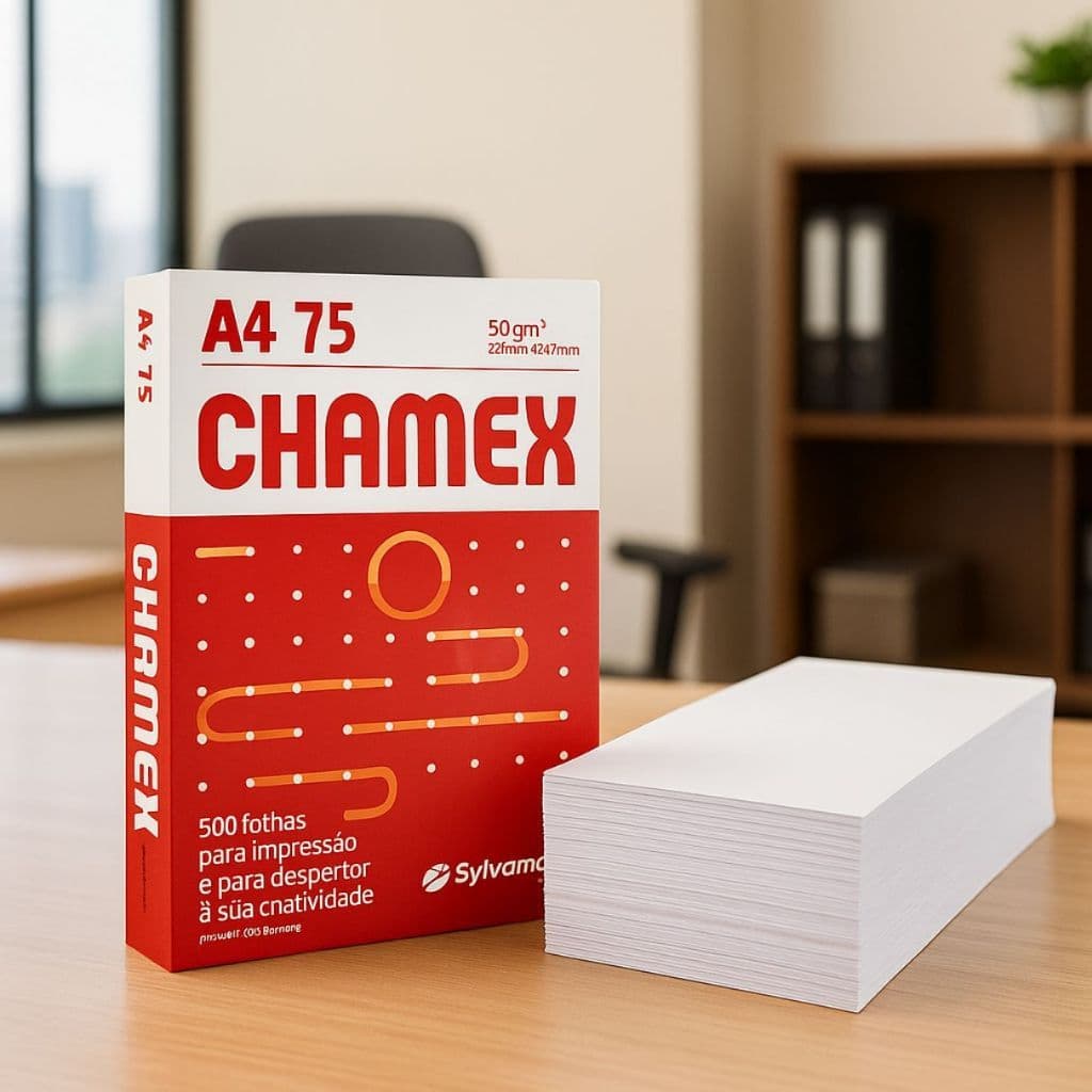 Papel Sulfite A4 75grs 210x297 Resma com 500 Folhas Chamex Qualidade Premium Branco Impressão
