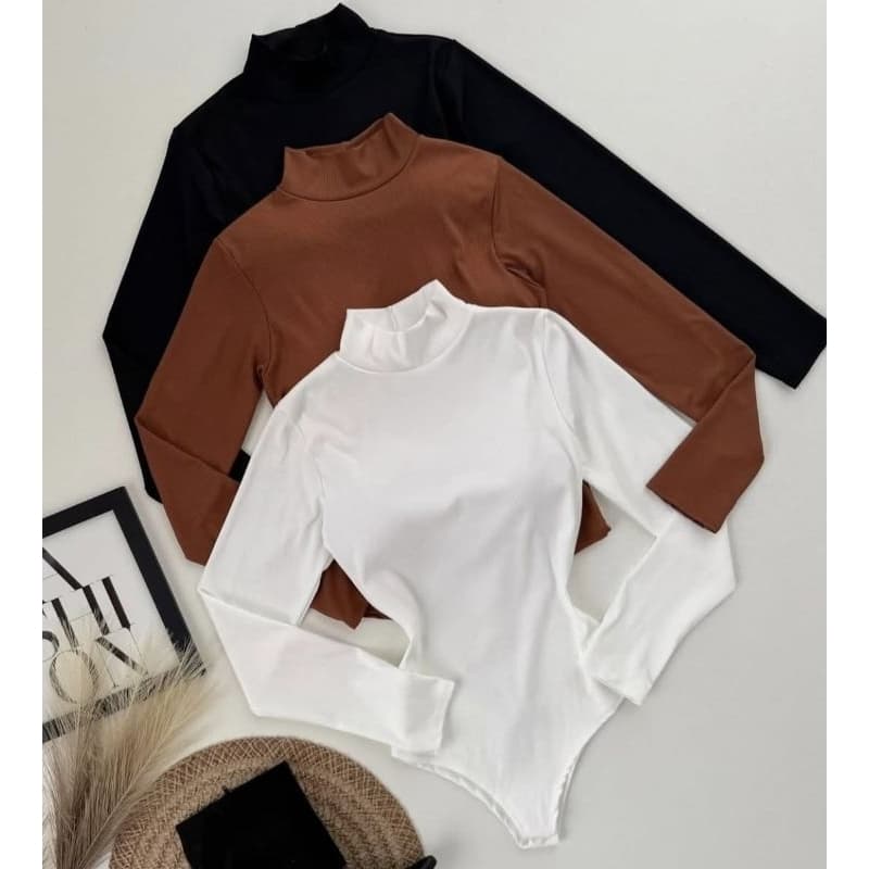 Body Feminino Cacharrel Segunda Pele Gola Alta e Manga Longa Alta Compressão Plus Size